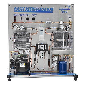 Amatrol T7045 basic refrigeration learning system, hands-on HVACR skills for technicians, 120V/60Hz/1ph, R134a refrigerant, نظام تعلم التبريد, datasheet 