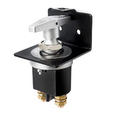 Battery disconnect switch 12/24/36V, 500A max current, with lockout plate, big switch, heavy duty, threaded studs, nickel plated brass