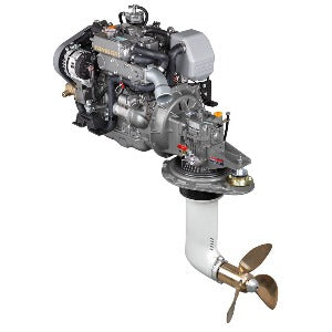 Yanmar SD60-5 Sail Drive, mechanical clutch multiple friction plate, bell housing size SAE #4, #5, reduction ratio (fwd/rev) 2.23/2.23 | 2.49/2.49, weight 43.6 kg, direction of rotation I/P Counterclockwise, 3JH5E, 3JH40, 4JH5E, 4JH45, 4JH4-TE, 4JH57 and 4JH80, special order item, manual catalog datasheet