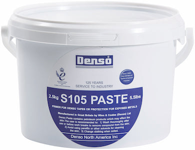 Denso S105 Paste, Wet/Underwater Petrolatum Tape Primer, 2.5 Kg (5.5 lb) tube, AWWA C-217, CSA Z245.30 compliant, SSPCSP2-3, catalogo datasheet