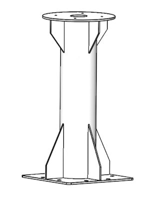 Pedestal for Intellian T130W, pole diameter 10" inches (254 mm), available in 48" (1219 mm) and 96" (2438 mm) tall, powder coat finish, قاعدة التمثال, mastro, пьедестал