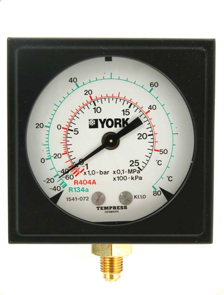 1541.072 Pressure Gauge, Sabroe, replaced by 1541.194, 88x88 mm, -1/0/+25bar, R134A-R404A, مقياس الضغط, tekanan tolok, μανόμετρο, manometro